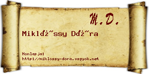 Miklóssy Dóra névjegykártya